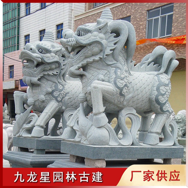 門(mén)口石雕麒麟圖片